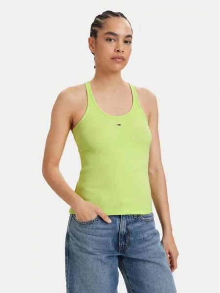 Tommy Jeans Top Racerback Svijetlo zelena