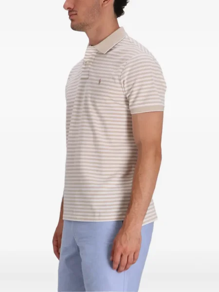 Lněné pruhované tričko Polo Ralph Lauren šedé