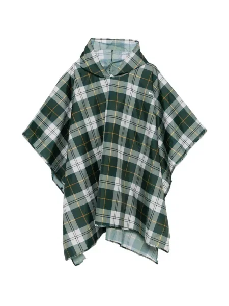Poncho Barbour în carouri cu glugă verde