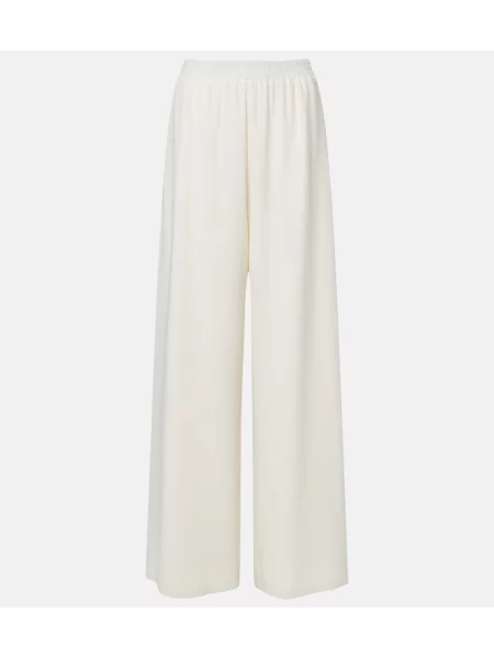 Pantaloni Oscar De La Renta de mătase alb