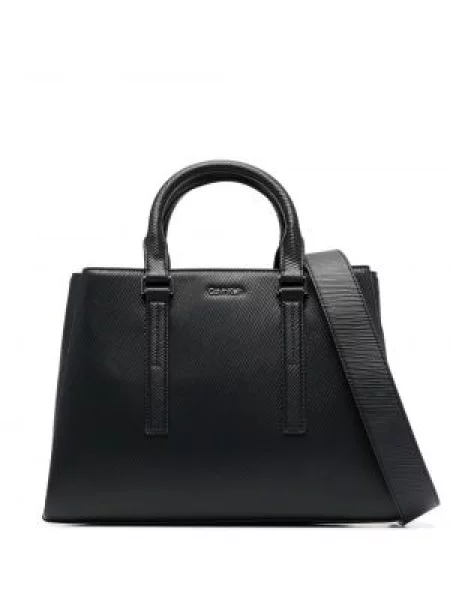 Geantă shopper Calvin Klein cu autograf negru