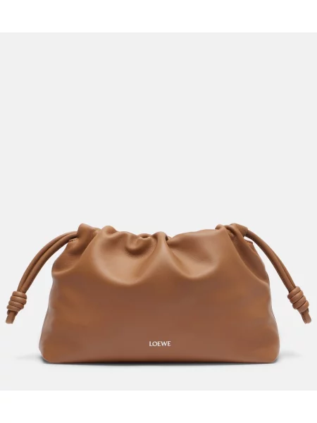 Kožená kožená taška Loewe hnedá