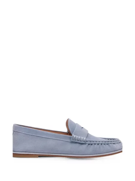 Pantofi loafer Stuart Weitzman din piele de căprioară cu volane albastru