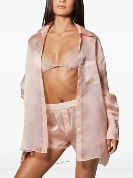 Lung cămașă Kiki De Montparnasse din organza roz