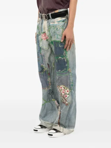 Džíny Kamiya s výšivkou modré