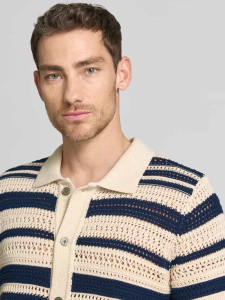 Koszula casualowa o kroju nowoczesnym w imitacji dzianiny z listwą guzikową Jack & Jones Premium granatowa