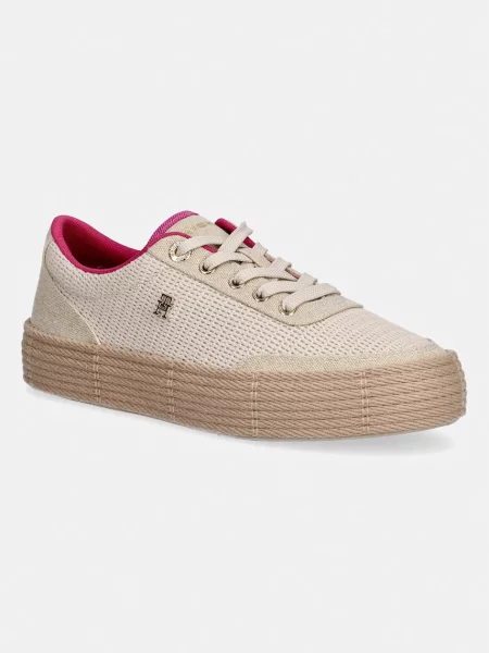 Tommy Hilfiger TH FOXING PLATFORM ROPE teniși de femei bej