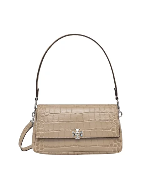 Tory Burch torebka crossbody skórzana Charlie brązowa