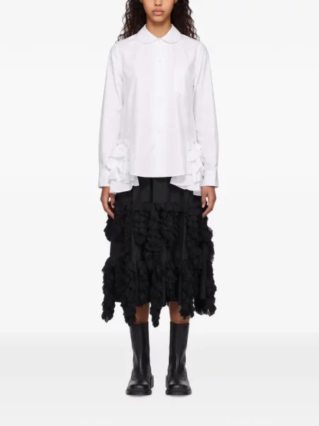 Gulerat cămașă Comme Des Garçons cu volane alb