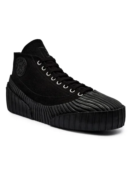 Balmain Teniși cu adaos de piele negru