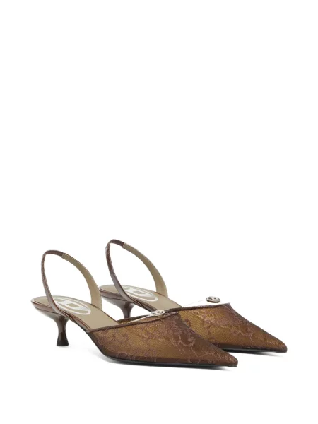 Pantofi cu toc Diesel plasă slingback maro