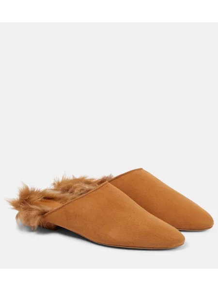 Papuci tip mules Khaite din piele de căprioară