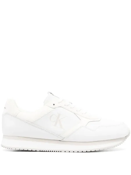 Sneakerși Calvin Klein Jeans cu șireturi din dantelă alb