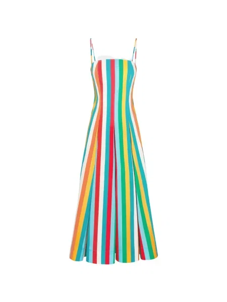 Rochie midi Simon Miller cu dungi cu imagine albastru