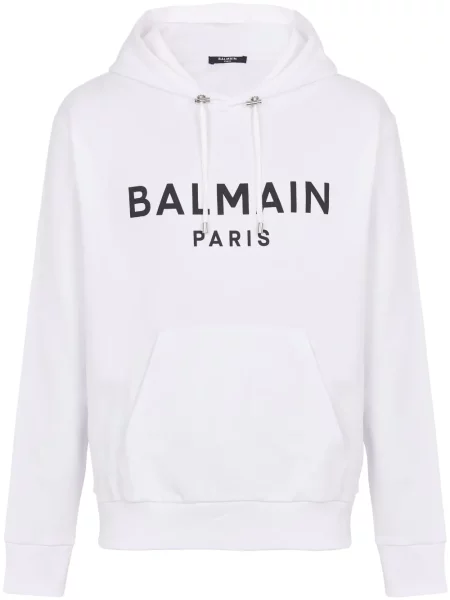 Hanorac cu glugă Balmain cu imagine alb