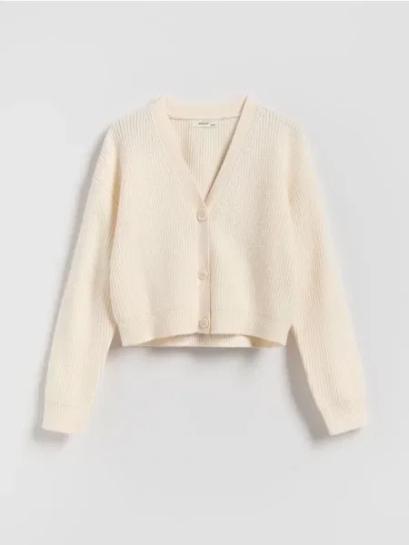 Reserved Cardigan cu adaos de crem