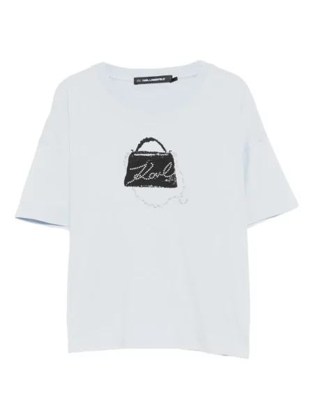 Tricou Karl Lagerfeld cu imagine scurt albastru