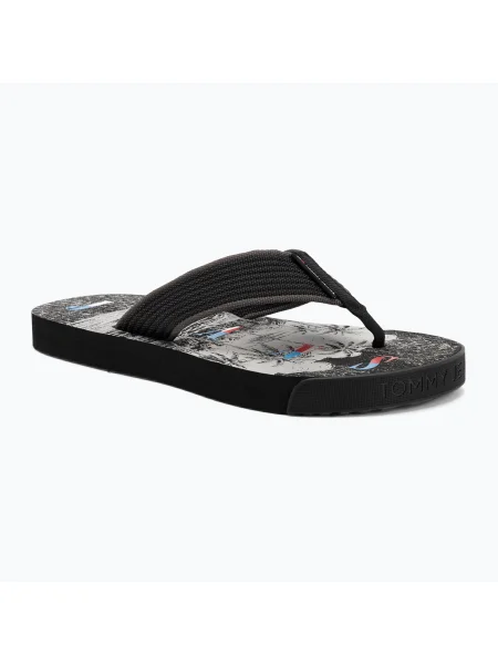 Papuci pentru bărbați Tommy Jeans Elevated Beach Sandal black negru