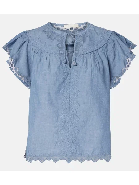 Top Ulla Johnson din dantelă albastru