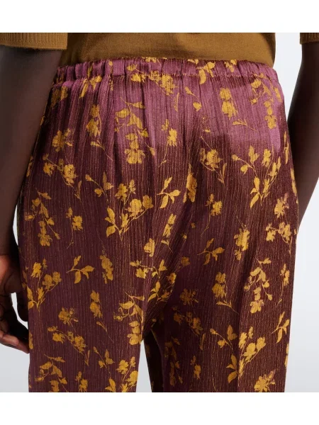 Pantaloni Dries Van Noten cu model floral maro