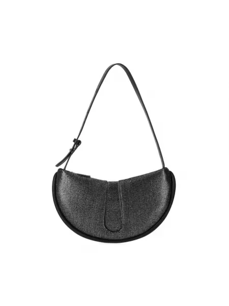 Kryształ górski torebka skórzana Themoirè skórzana czarna