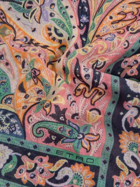 Fular Etro cu model paisley albastru
