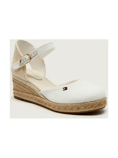 Éksarkú zárt bőr espadrilles Tommy Hilfiger bézs
