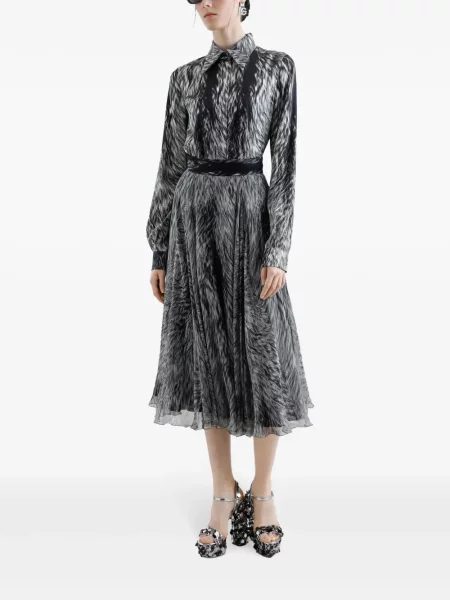 Fustă midi Dolce & Gabbana cu imagine până la genunchi gri