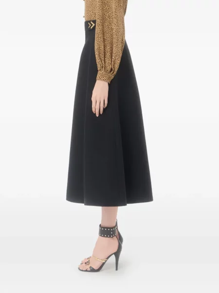 Fustă midi Valentino Garavani din crep negru