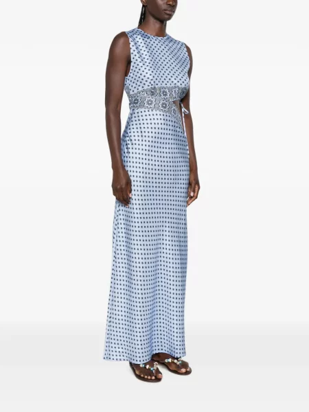 Rochie maxi Maje cu model floral cu imagine albastru