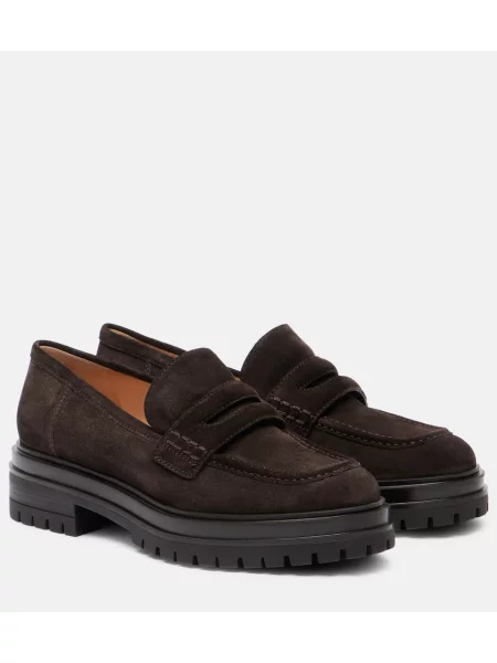 Pantofi loafer Gianvito Rossi din piele de căprioară maro