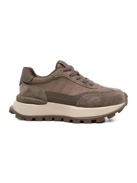 Sneakersy Sergio Moretti na koturnie brązowe