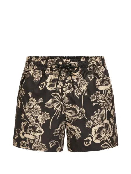Slip de baie Commas cu model floral cu imagine negru