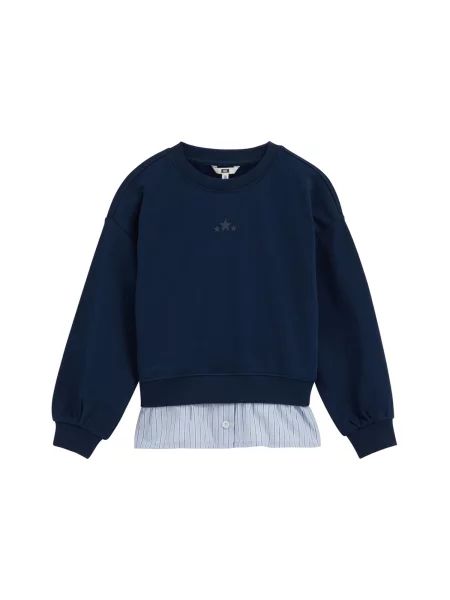 WE Fashion Μπλούζα φούτερ ναυτικό μπλε / σκούρο γκρι λευκό