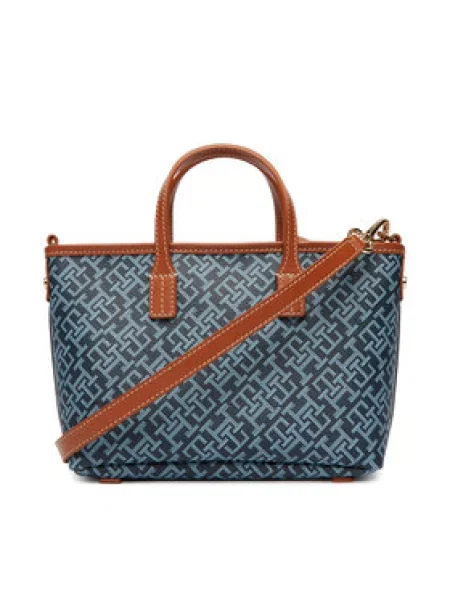 Pruhovaná shopper kabelka Tommy Hilfiger modrá