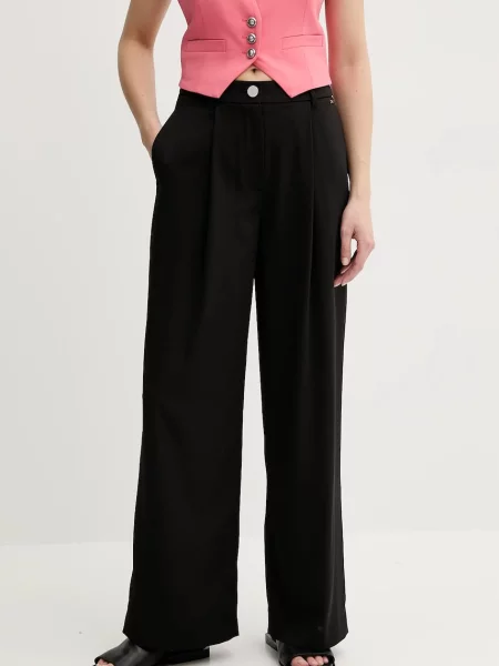 Armani Exchange pantaloni lat high waist negru