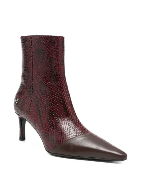Botine Coperni din piele cu model piele de șarpe roșu