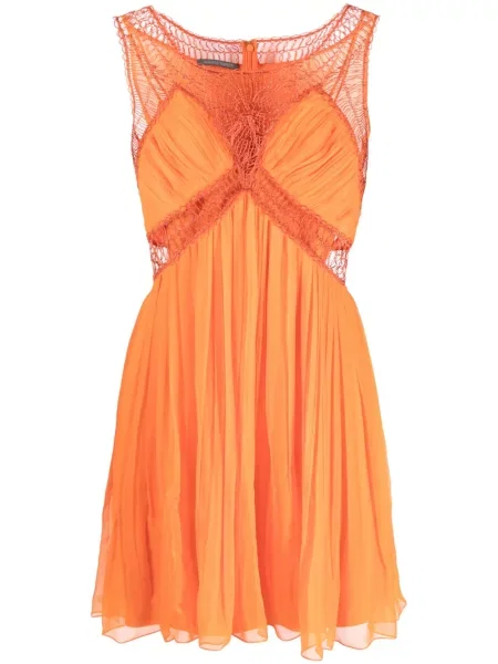 Rochie Alberta Ferretti de mătase portocaliu