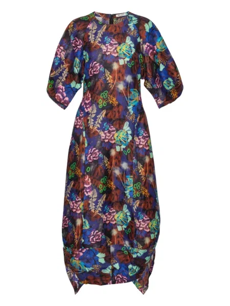 Rochie midi Henrik Vibskov cu imagine cu imprimeu abstract până la genunchi albastru