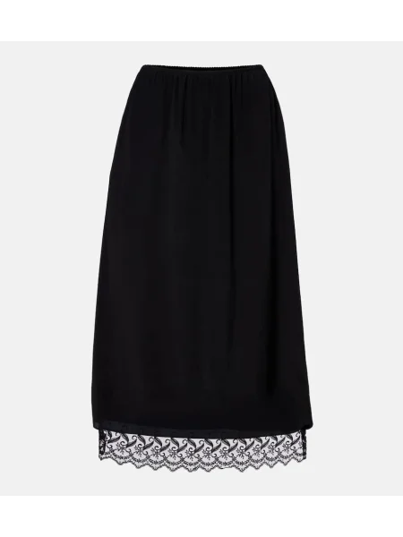 Fustă midi Simone Rocha din dantelă până la genunchi negru