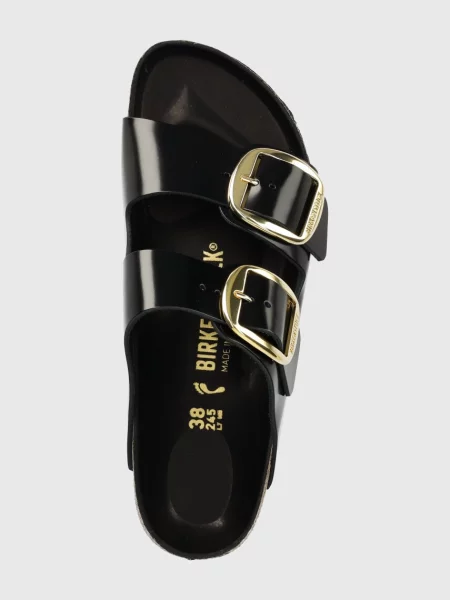 Кожаные шлепанцы Birkenstock с пряжкой черные