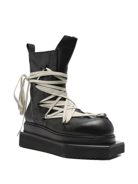 Botine Rick Owens cu șireturi cu platformă din dantelă negru