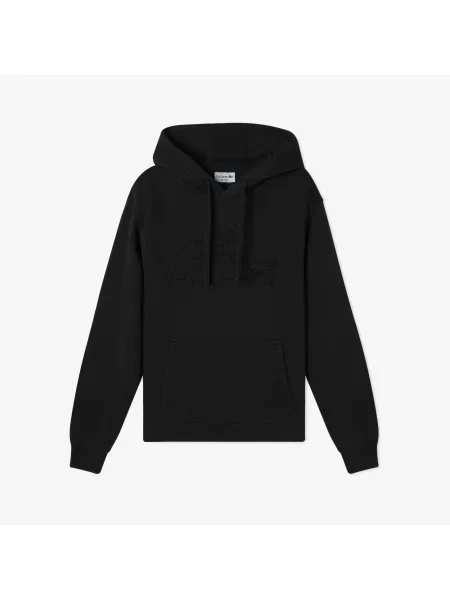 Lacoste Sweter Relaxed Fit Z Kapturem I Z Nadrukiem czarny