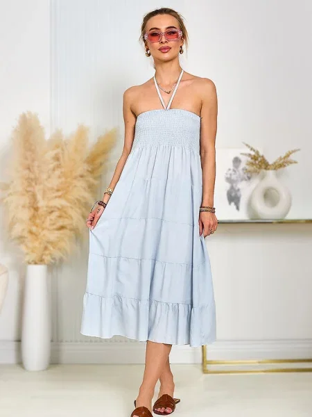 Obleka midi obleka Resti nad koleni bela