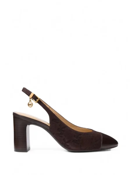 Pantofi cu toc Michael Kors din piele de căprioară slingback maro