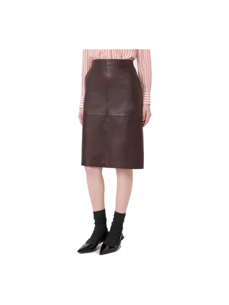 Spódnica skórzana Max Mara Studio brązowa