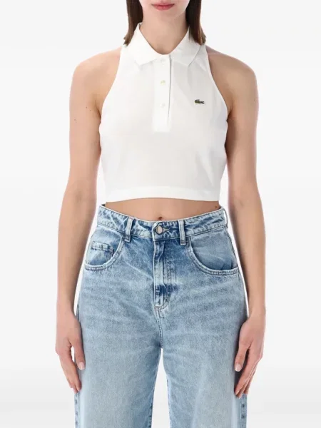 Tricou polo Lacoste fără mâneci alb