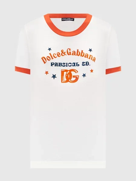 Футболка кольору айворі з принтом Dolce&gabbana бежева