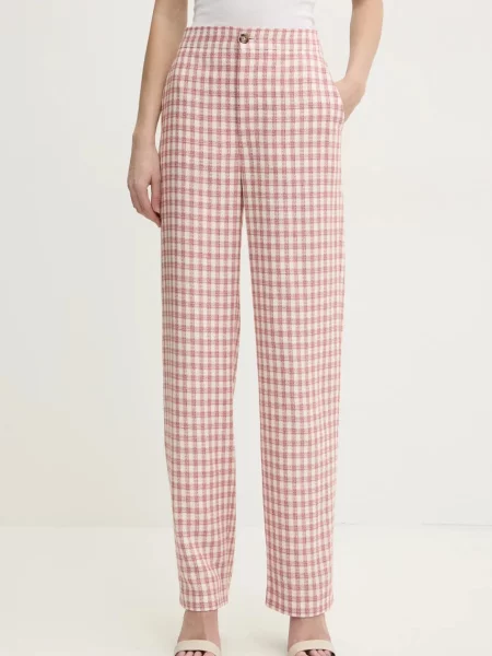 Moschino Jeans spodnie z domieszką lnu beżowe