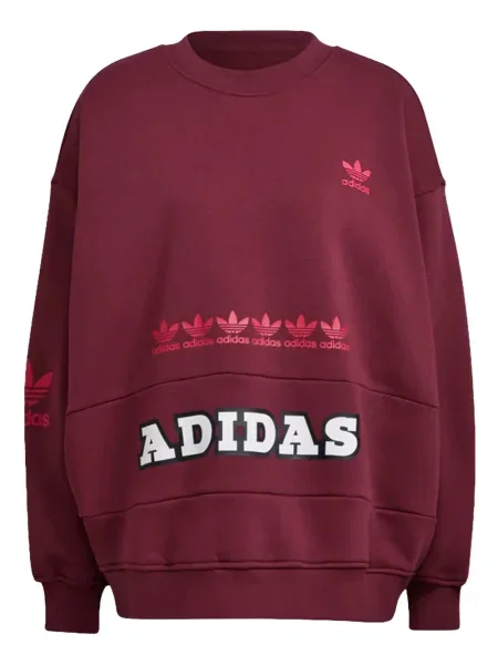 Legginsy Adidas do biegania z nadrukiem z dekoltem w serek czerwone